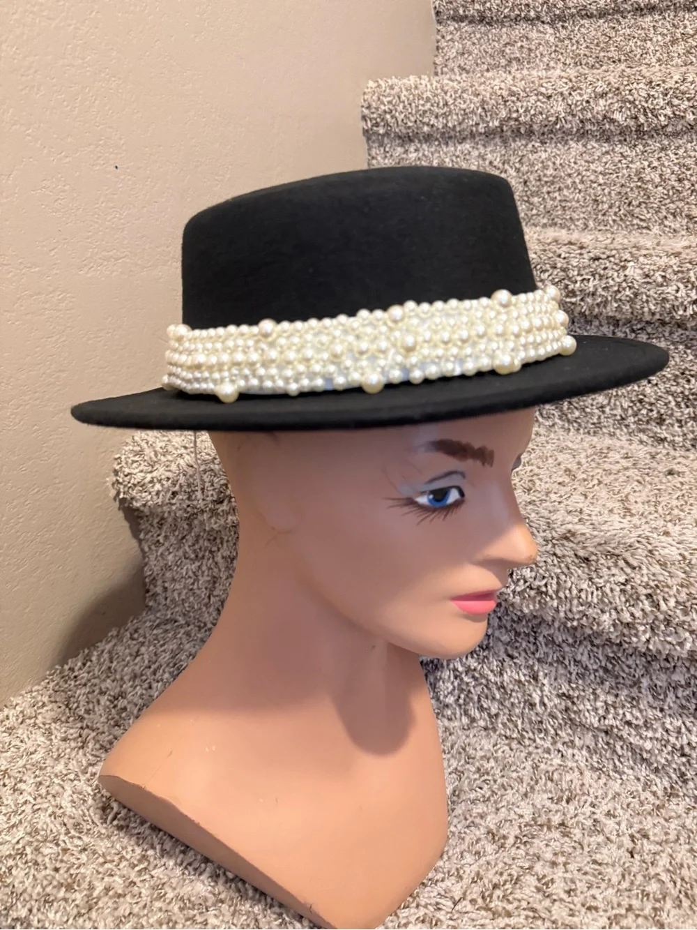 Black Pearl-Trim fedora  Hat